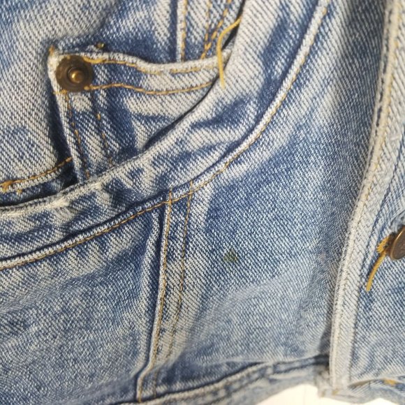 VTG 80's Womens Denim Jean Jacket Harley Davidson Patch Floral American Flag - Picture 7 of 10